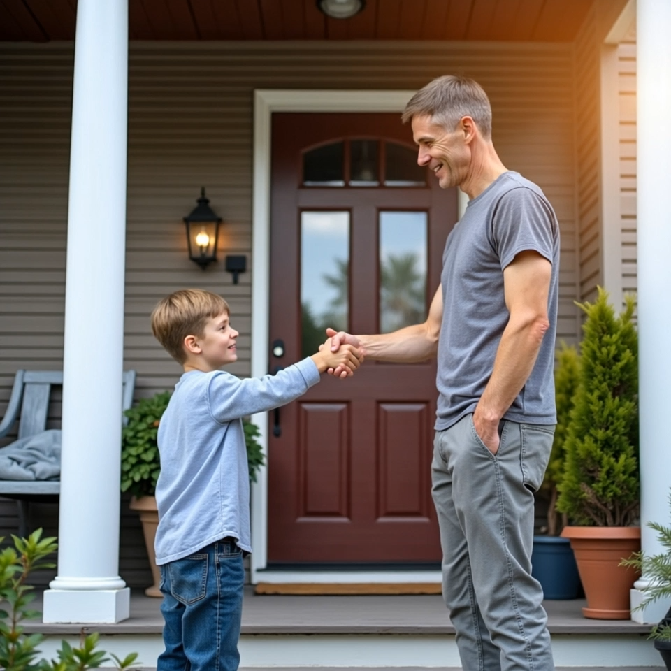 Father and son handshake - AJ Long Electric family business